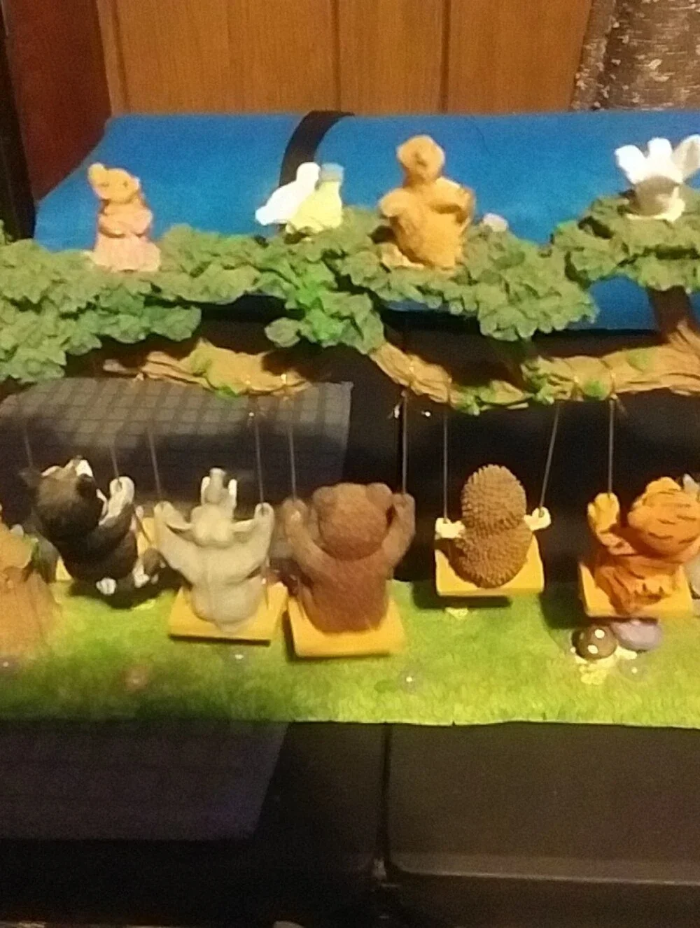 Vintange Resin Forest Animals Swing In A Trer